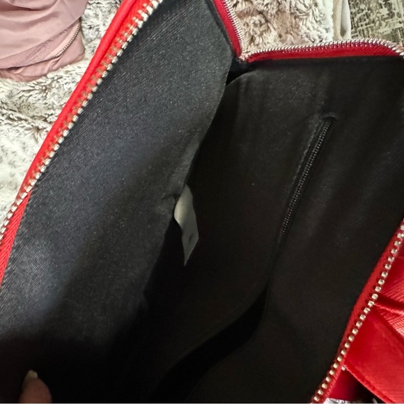 Red Leather Backpack with Mickey Mouse